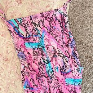 ASOS Swim Snakeskin Purple, Pink, Blue Strappy One Piece, Size US 0